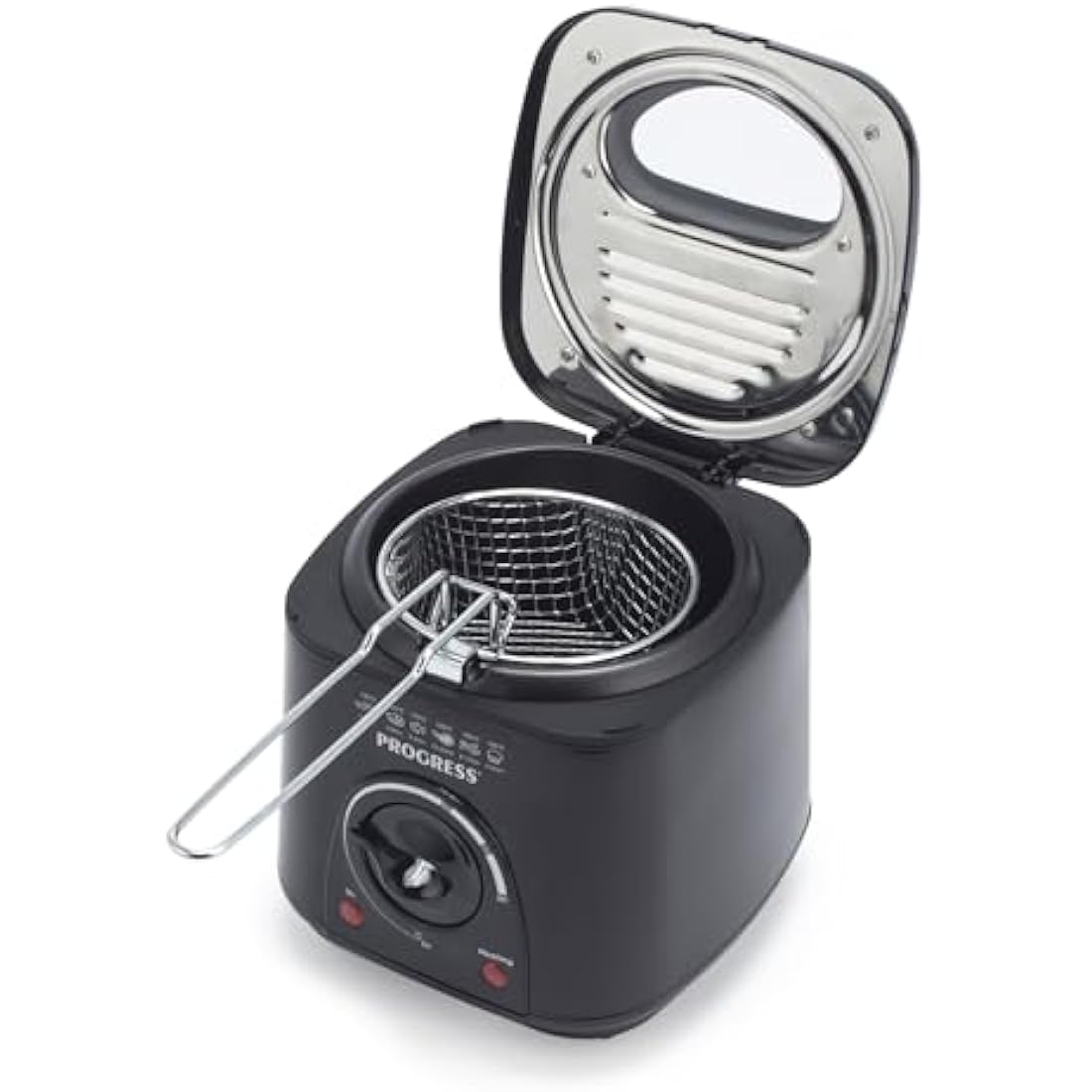 Progress 1L Compact Deep Fat Fryer – Adjustable Temperature Control, Power Lights, Filter to Reduce Odours, Non-Stick Cooking Bowl, Viewing Window, Removable Basket, 950W, Black EK2969PBLK