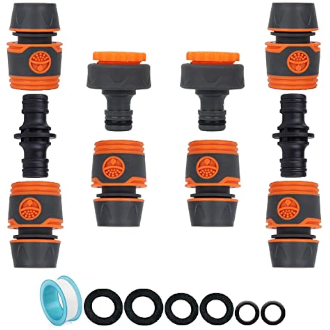 Garden Hose Connector for Hose Pipe, Outside Tap to Hose Connector Fittings Set - Quick Connector, Tap Adapter for Tap 3/4''&1/2'' 2 in 1