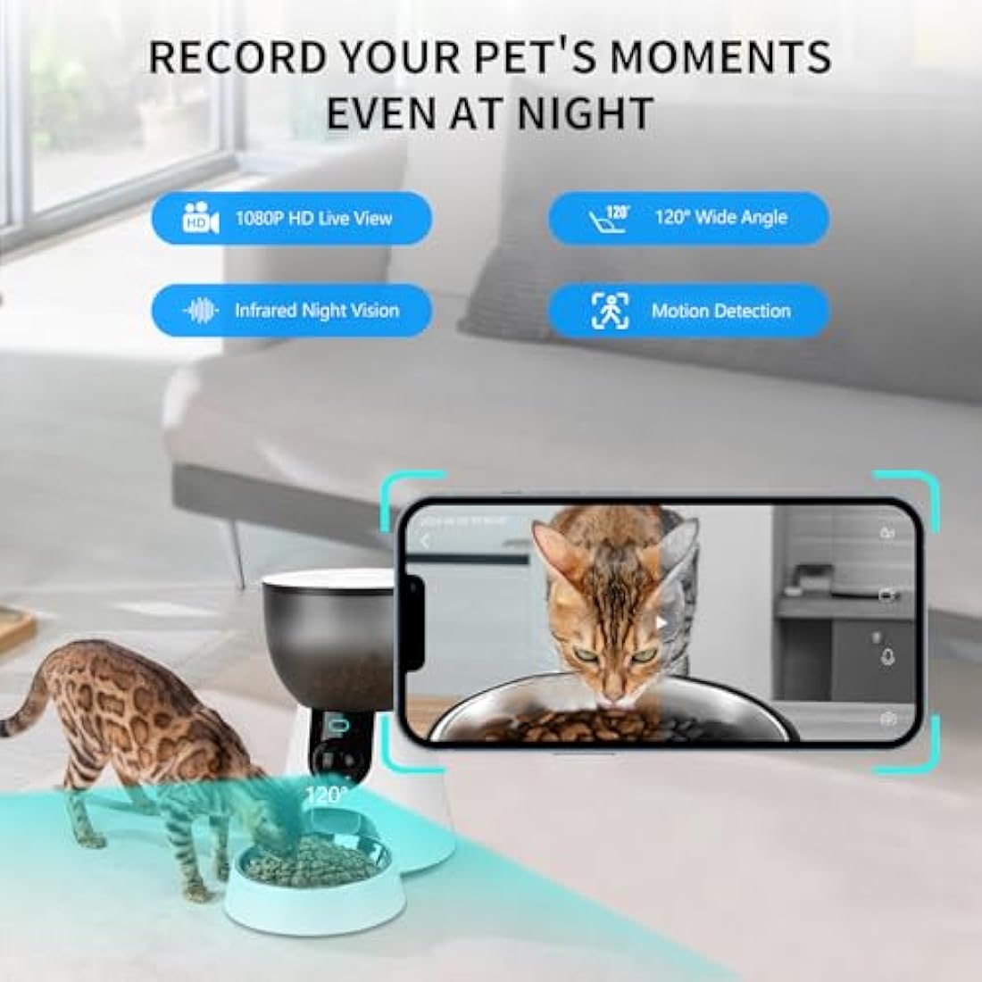 Podazz Automatic Cat Feeder with Camera, 5G WiFi Pet Feeder with App Control, Low Food & Blockage Sensor, 1-10 Meals/Day, Two-Way Audio Interacting, 4L Auto Cat Feeder with 304 Stainless Steel Bowl