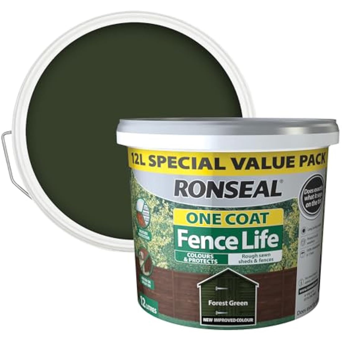 Ronseal One Coat Fence Life Forest Green 12L