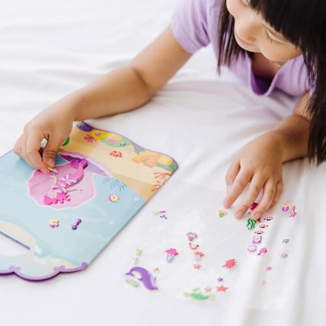 Melissa & Doug Mermaids Puffy Sticker Activity Book – 65 Reusable Stickers with Fold-Out Scenes – Creative Play for Kids Age 4 Plus - FSC Certified
