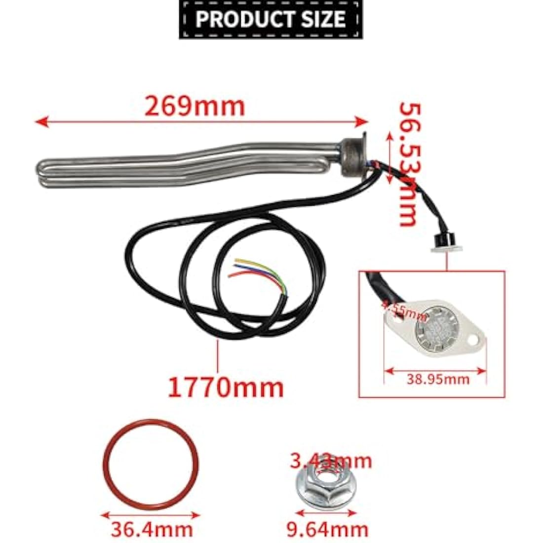 YUCKMZ Water Heater Element Immersion Heater 850W with Thermostat and O Ring Compatible with Truma Ultrastore 7002000270 70020-00270
