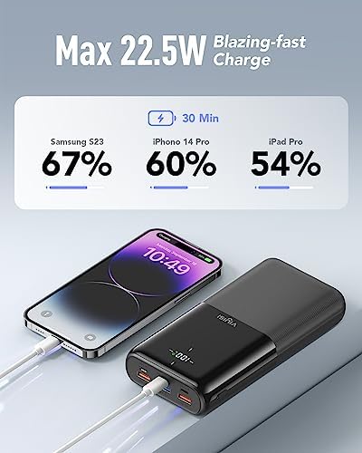 VIYISI Power Bank 30000 mAh 22.5W Fast Charging Battery Pack USB C Portable Charger with 4 Outputs & 3 Inputs for Samsung iPhone iPad Android Phones