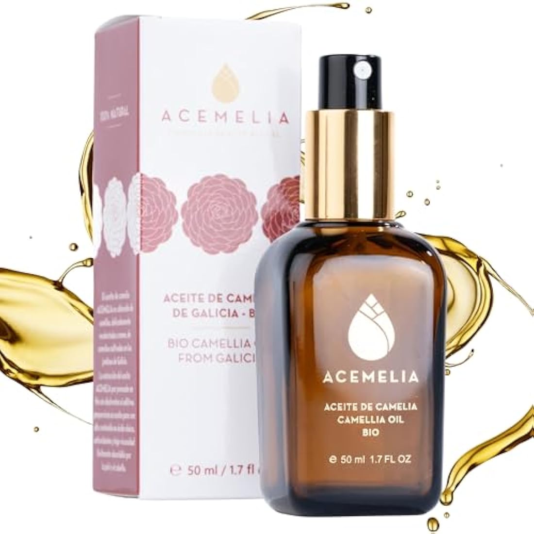 Camellia Oil Bio - 50ml - 100% Natural-Hydrating and Nourishing for Face, Hair, and Body-Antioxidant and Rejuvenating Properties-Instant Absorption Dry Oil-Extracted Cold in Spain