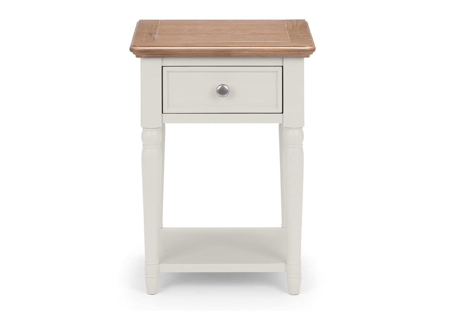 Julian Bowen Provence 1 Drawer End Table, Oak/Grey - H55 x W40 x D35cm