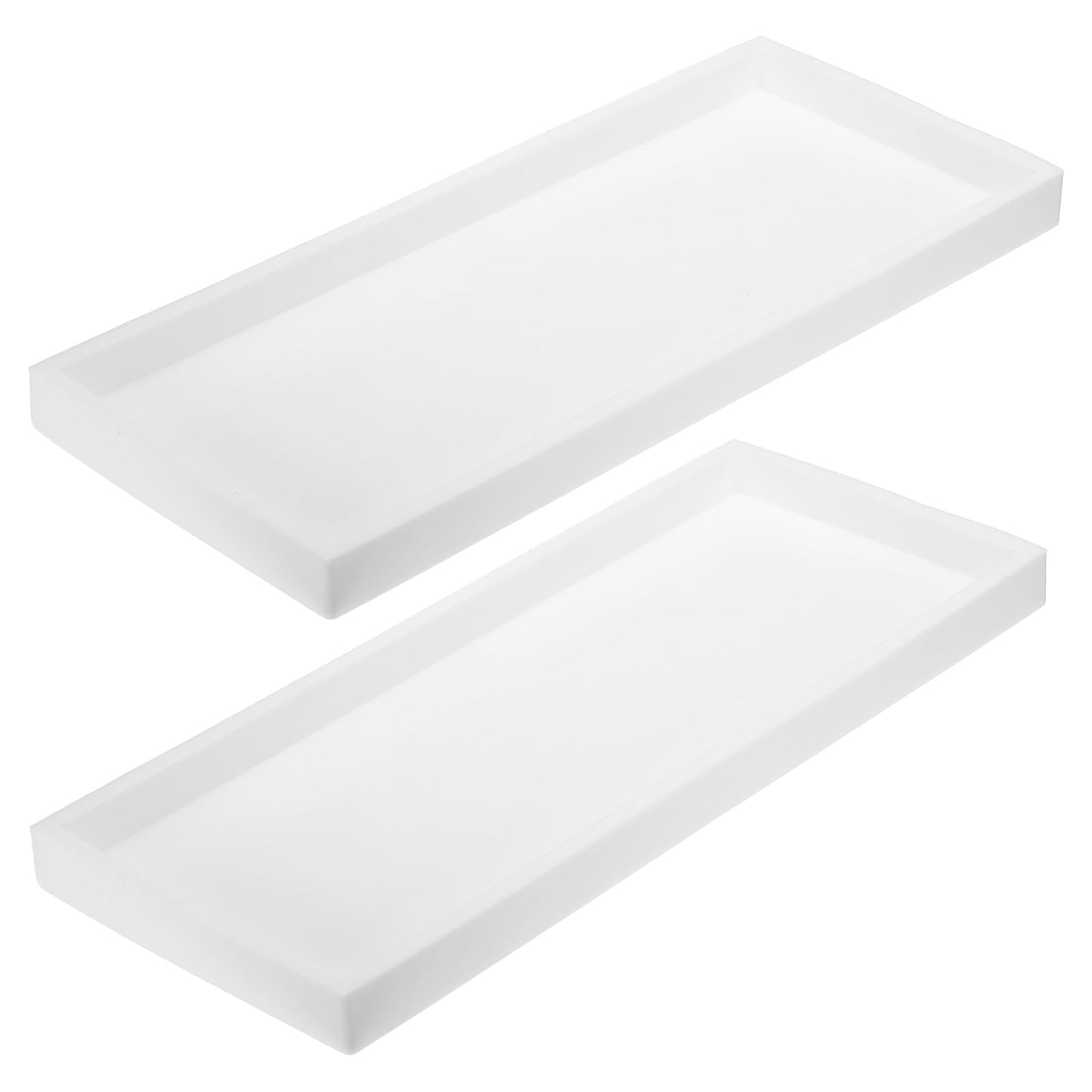 sourcing map 2Pcs Bathroom Vanity Tray, 11.8" x 5" Silicone Soap Dispenser Trays, Shatterproof Kitchen Sink Organizer for Soaps Keys Candle Trinket