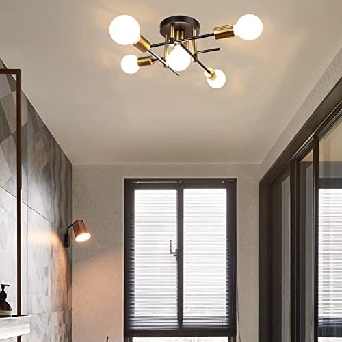 Hudi Fyier Modern Chandelier - 5 Light Industrial Vintage Style Ceiling Light for Bedroom, Kitchen, Dining Room, Loft, Office