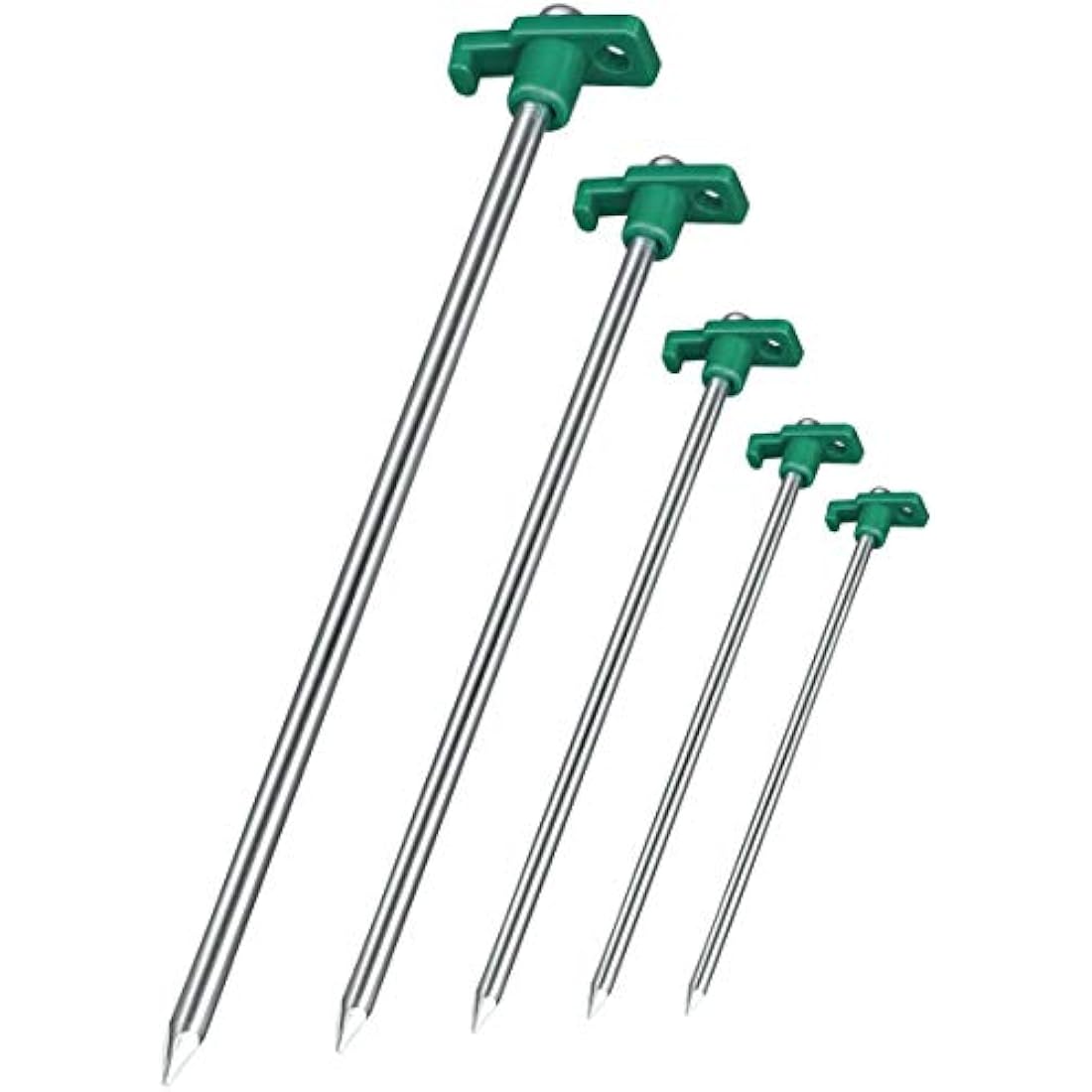 Balinco 48x anti-rust ground anchors green/silver Ø 0,7 cm, 25 cm length - ground anchors | pegs | pegs | ground anchor made of galvanised steel for fastening & fixing in the ground (48)