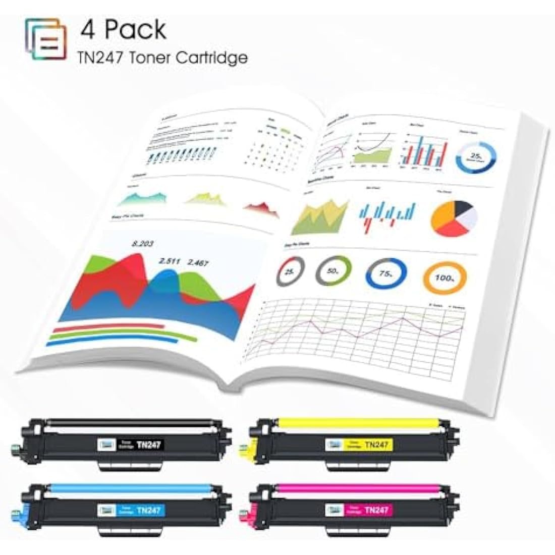 Cool Toner TN247 Toner Cartridge for Brother DCP-L3550CDW TN-243CMYK TN243CMYK TN243 TN 243 MFC-L3750CDW MFC-L3770CDW HL-L3210CW HL-L3270CDW HL-L3230CDW TN247C TN247Y TN247M Pack of 4