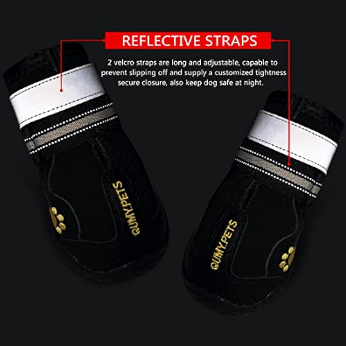 QUMY Dog Shoes for Large Dog, Medium Dogs Boots & Paw Protectors for Winter Snowy Day, Summer Hot Pavement, Waterproof in Rainy Weather, Outdoor Walking, Indoor Hardfloors Anti Slip Sole Black Size 3