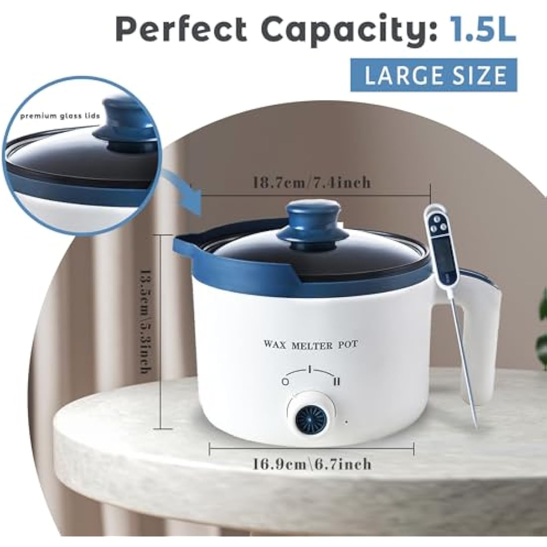 LINGQIAN Wax Melter for Candle Making with Thermometer, Electric Candle Wax Melting Pot with Spout, Double Boiler Candle Making Crock Pot with Measurements