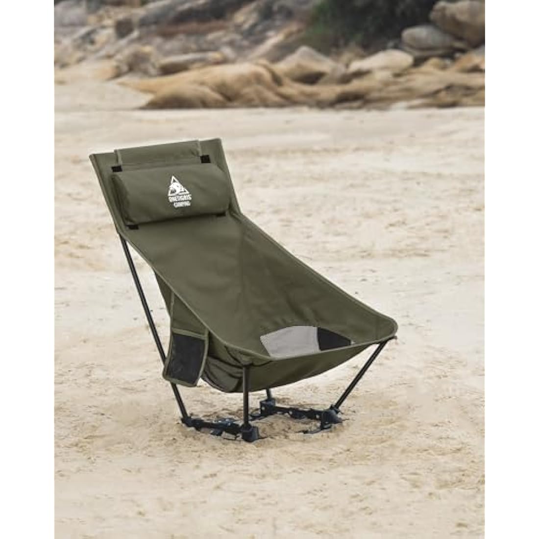 OneTigris Dragonhide Oversized Camping Chair with Pillow Design, Comfortable Widened Seat Folding, 275 lbs Capacity