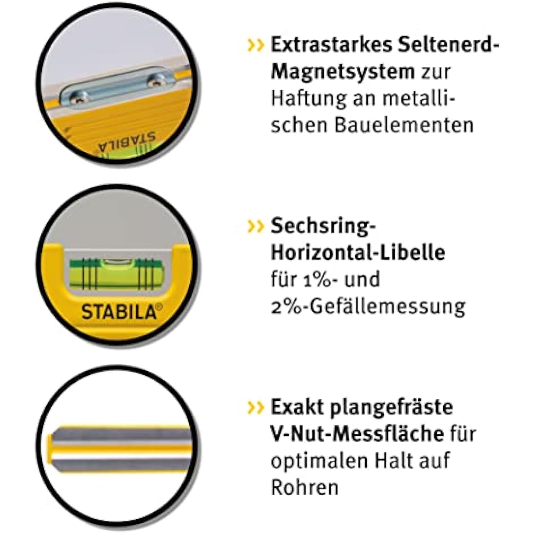 Stabila 16672/4 25 cm"Torpedo Type 81 SV REM W45" Spirit Level with Bag - Yellow/Black