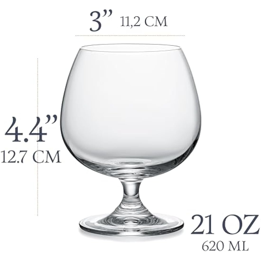 GLASSIQUE CADEAU Large 620 ml Crystal Brandy and Cognac Snifter Glasses | Set of 2 | Short Stem Giant Sniffer Bowls | Drinking and Tasting Glassware for Armagnac