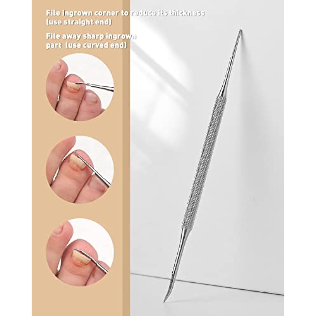 BEZOX Ingrown Toenail File(13.4cm) & Lifter Set(16.5cm)- Podiatrist Preferred Ingrown Toenail Treatment Tool