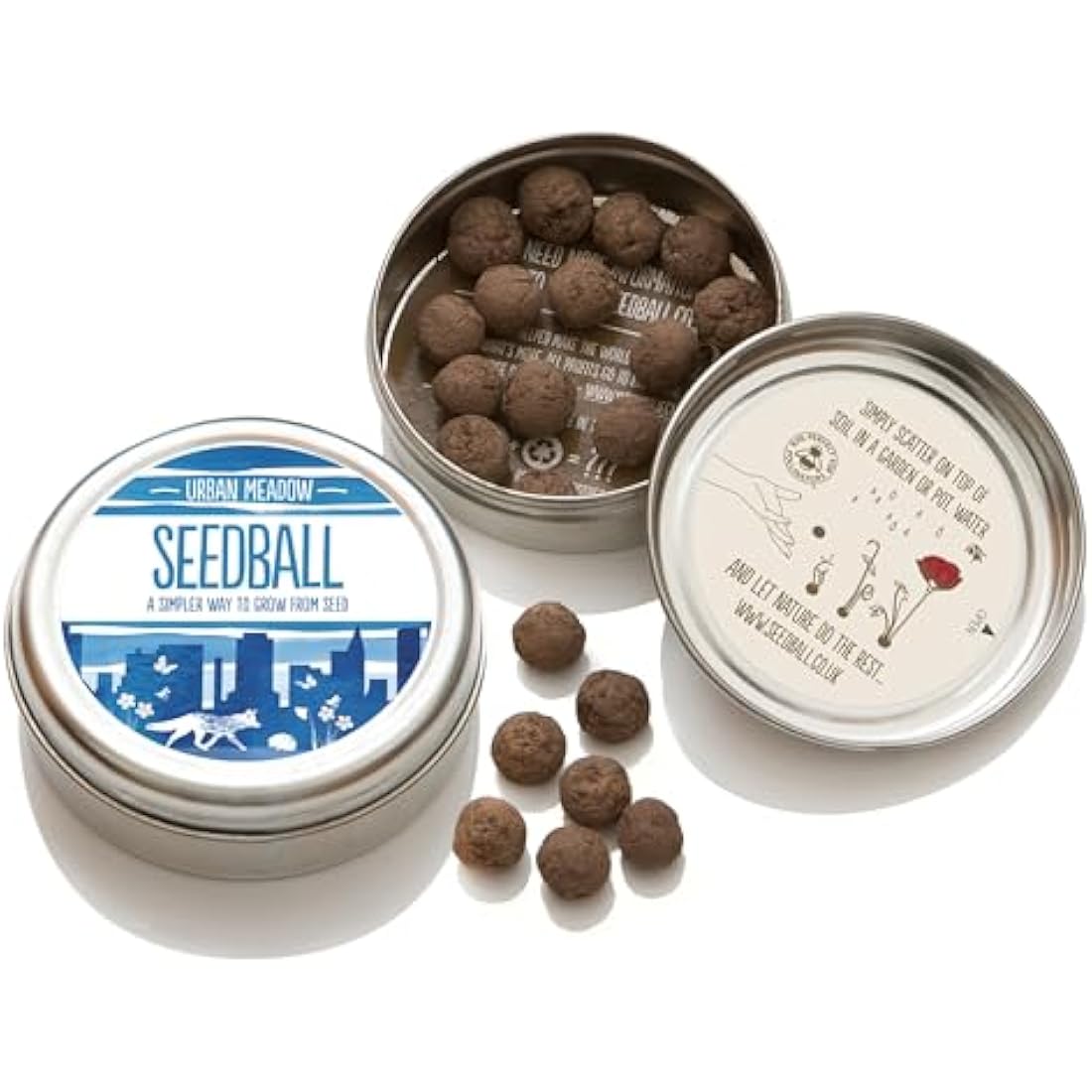 SEEDBALL Urban Meadow Mix Seed Bombs (Wild Flower Tin) – 20 Balls | British Wildflower Seeds - Seed Bomb for Bees, Butterflies, Birds & Garden Wildlife – A Colourful Mix of Annuals & Perennials