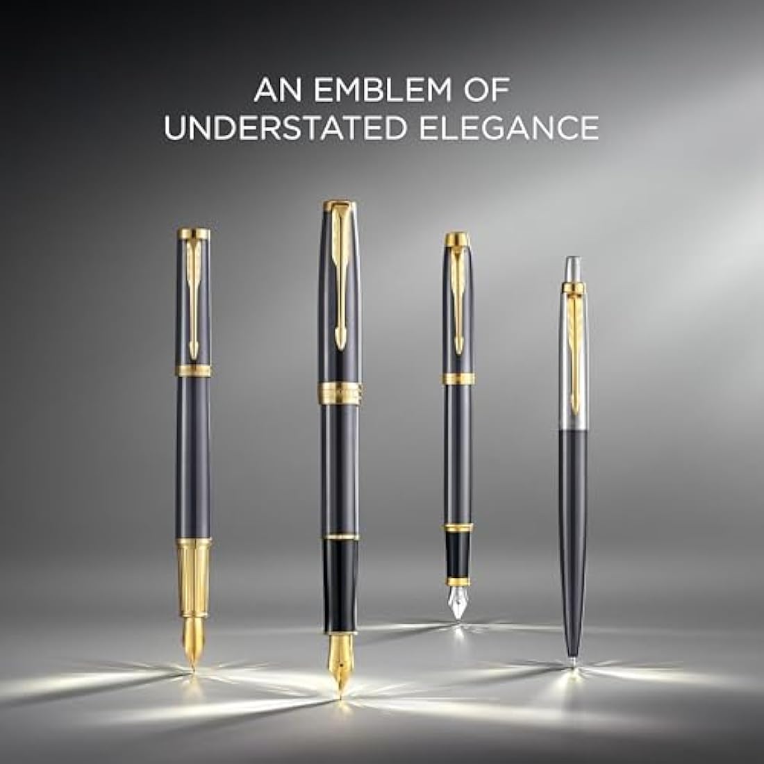 PARKER Sonnet Rollerball Pen | Grey Lacquer with Gold Trims | Fine Stainless Steel Point | Black Ink Refill | Gift Box | Perfect Graduation Gifts