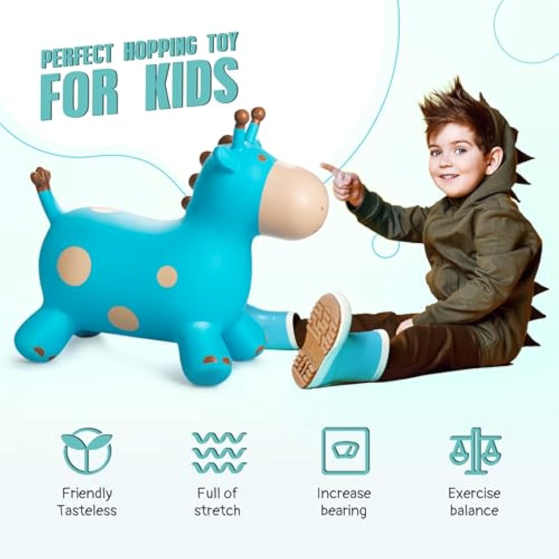 U&C Planet Animal Hopper for Kids, Toddler Ride-on Giraffe, Bouncy Horse Hopper, Jumping Horse, Inflatable Hopper Bouncy,Hopping Toys Gift for Boys Girls