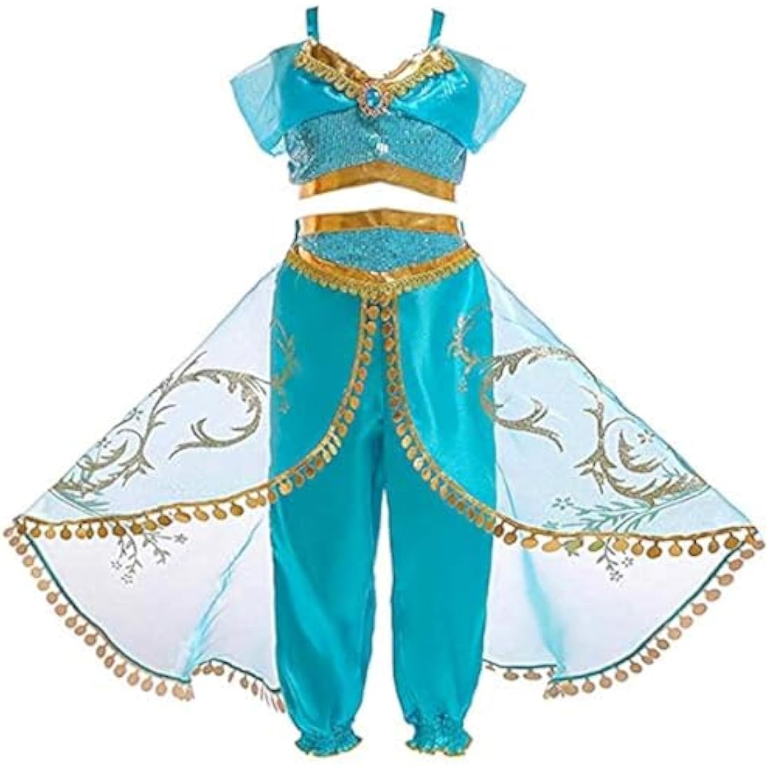Atorcher Jasmine Princess Costume for Girls Sequined Princess Costume Set Dress Up for Kids Aladdin Costume Kids