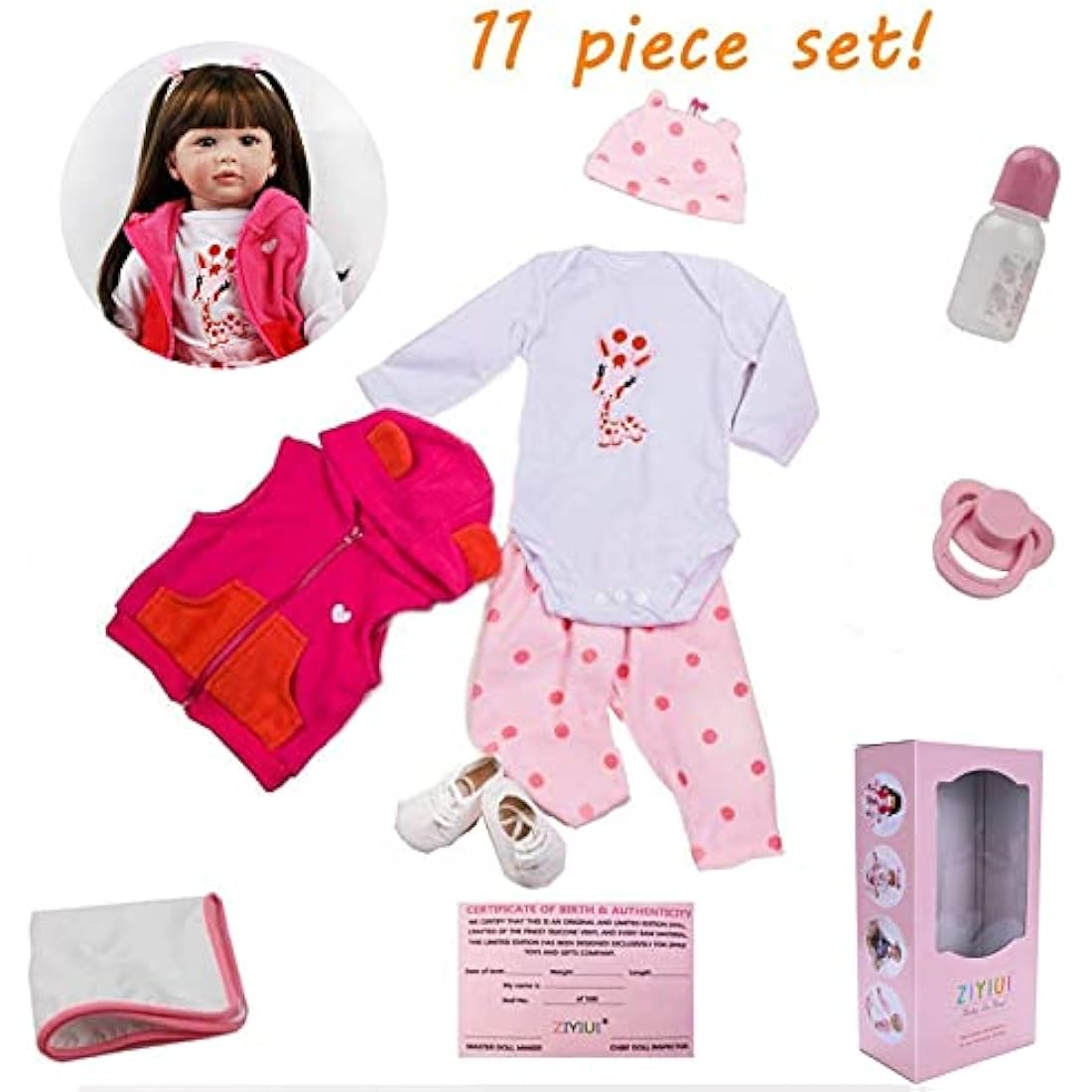 ZIYIUI Reborn Doll 24 Inch 60 Cm Reborn Baby Dolls Look Real Girl Realistic Soft Silicone Vinyl Reborn Gilr Toddler Realistic Real Lifelike Newborn Baby Girl Toy Xmas Gift