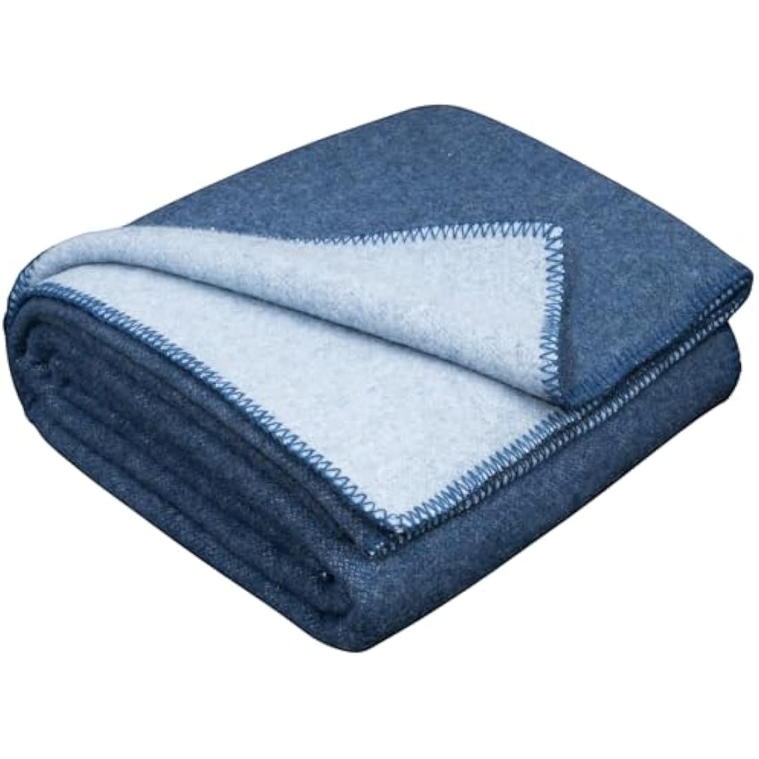 LYHome Travel Blanket - Extra Warm Picnic Throw, Bed Camping Outdoor Wool Blankets, Cozy Soft Throws, Military Army and Garden Outside Use (51x67 in | 130x170 cm | Blue - Light Blue Double-sided)