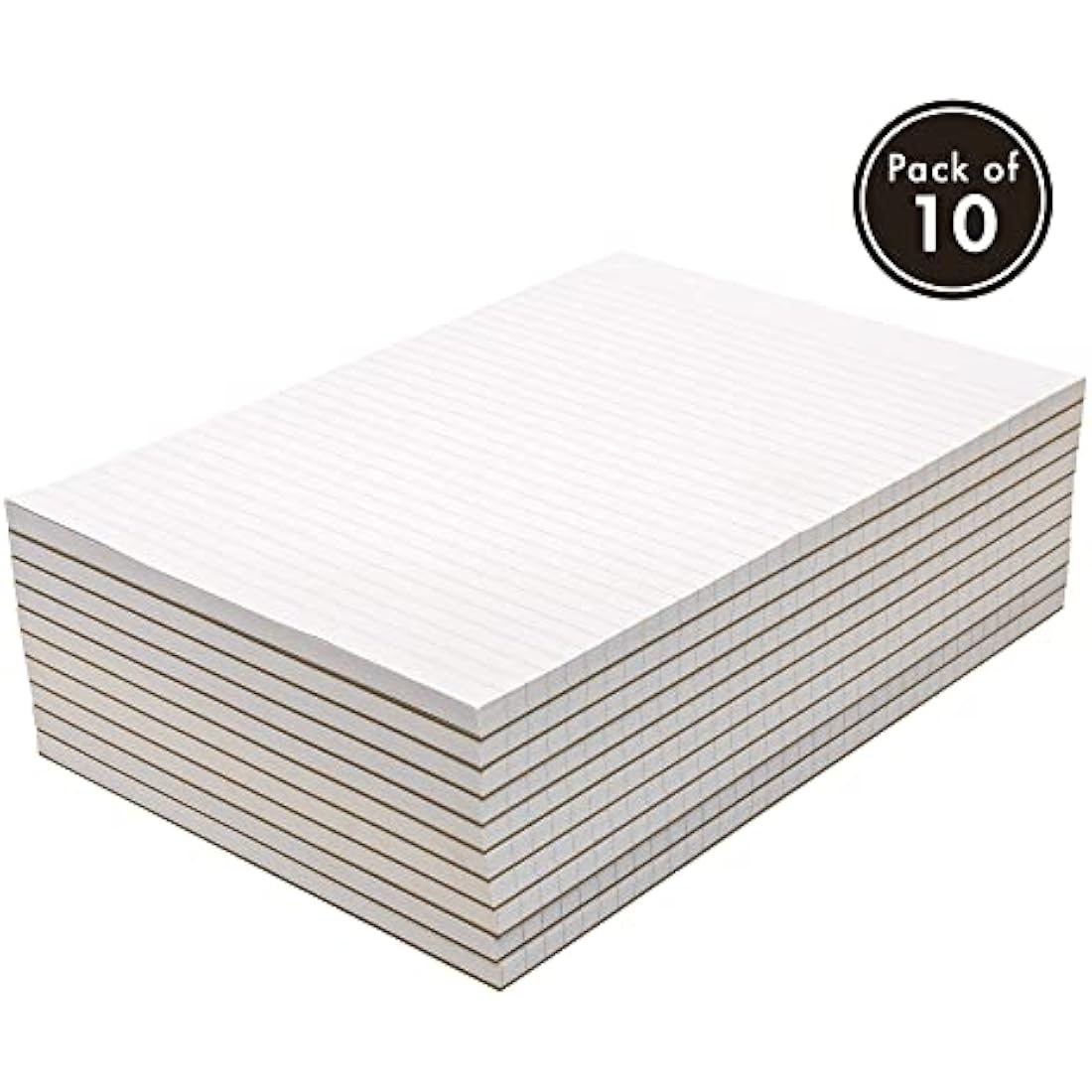 Pukka Pad, A4 8mm Ruled Memo Pad – Pack of 10 – 160 Pages, 80 Sheets of Unpunched 60GSM Paper Per Pad – Glue Top-Bound, Thick Card Back Cover for Home, School Students, & Office Professionals