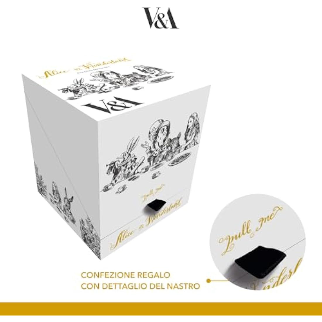 V&A Alice in Wonderland Teapot and Cup Set For 1 in Gift Box, Fine China Tea Set, White, 250 ml