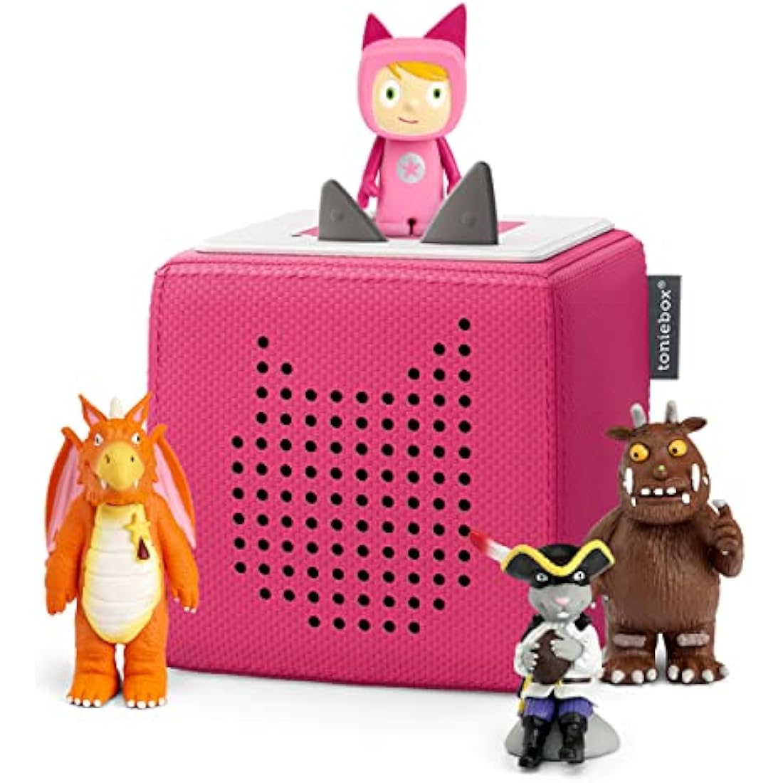 tonies Toniebox Julia Donaldson Bundle Incl. 1 Creative and 3 Characters, The Gruffalo, Zog, and Highway Rat, Kids Presents, Screen-Free Audiobooks and Kids Music Player, Early Learning Toys, Pink