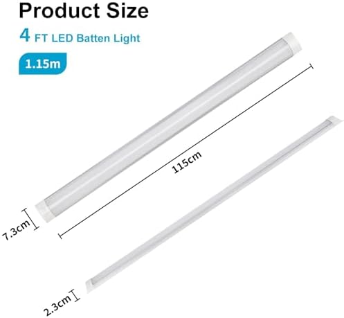 muzha 4 Packs LED Batten Lights 4FT 40W 4000k Daylight,Low Profile Wall or Ceiling Surface Mounted Fitting for Home/Workshop/Office/School Restaurant
