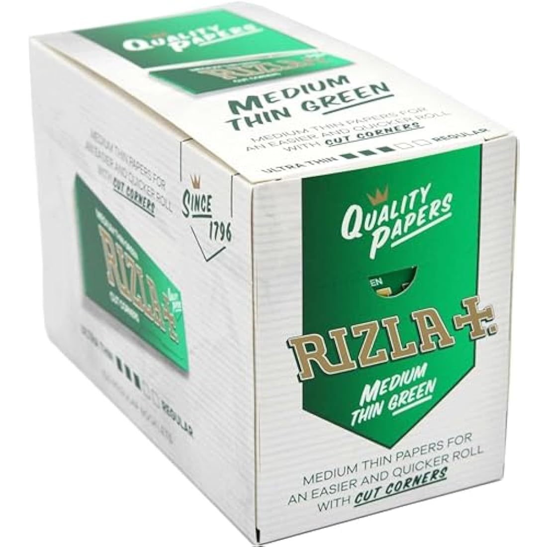 Rizla Green Cigarette Papers, 100Pks/Box, Medium Weight Paper by Tobacco Heaven