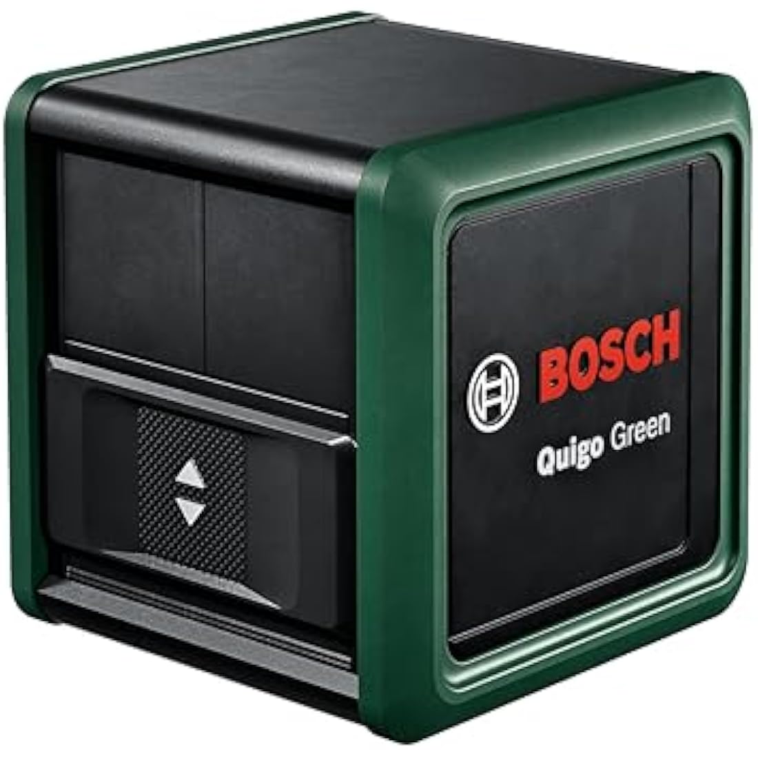 Bosch cross line laser Quigo Green with universal clamp MM 2 (green laser for better visibility, housing made of recycled plastic)