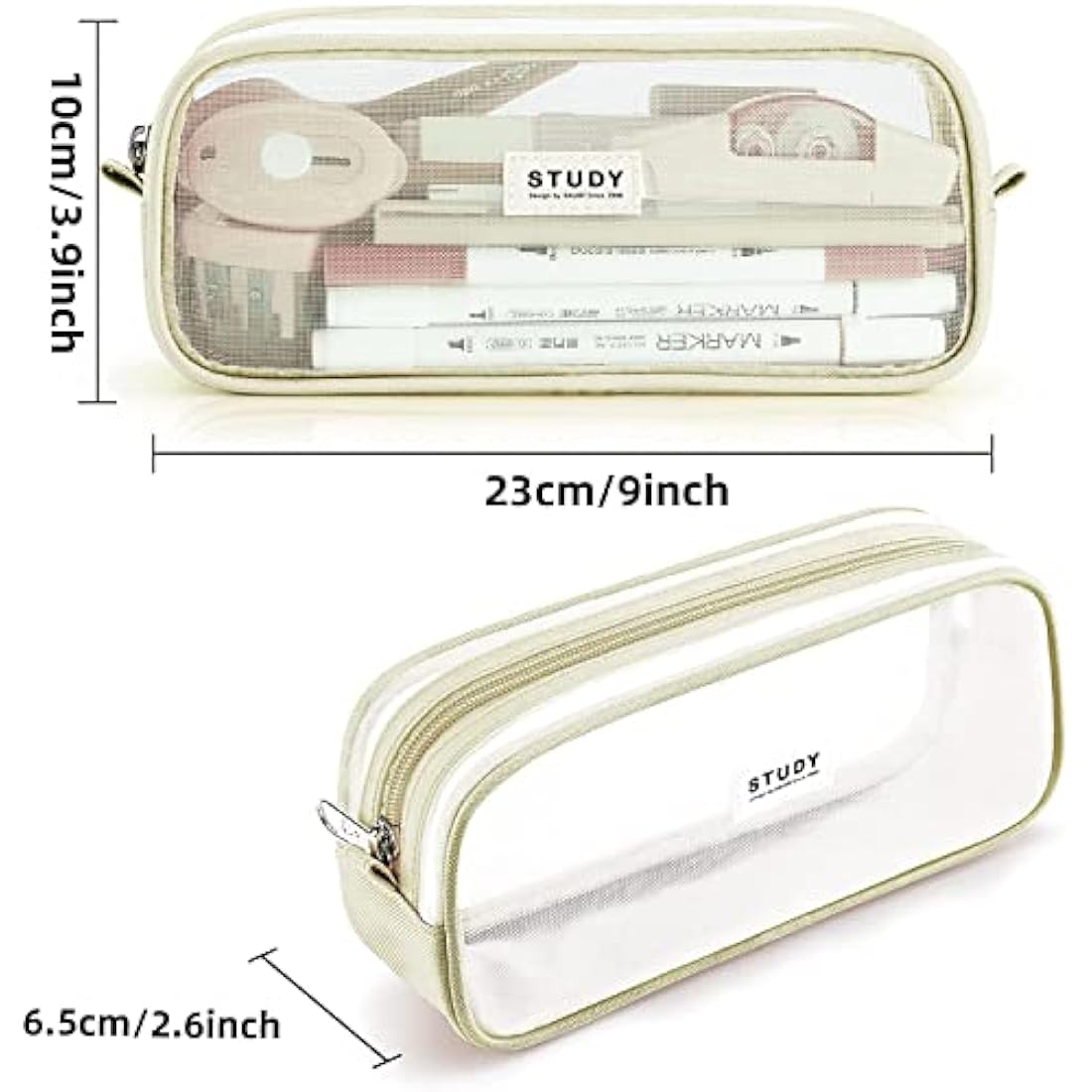 KALIDI Clear Pencil Case Large Pen Bag Stationery Pouch Cosmestic Make up Bag for Student School College Office
