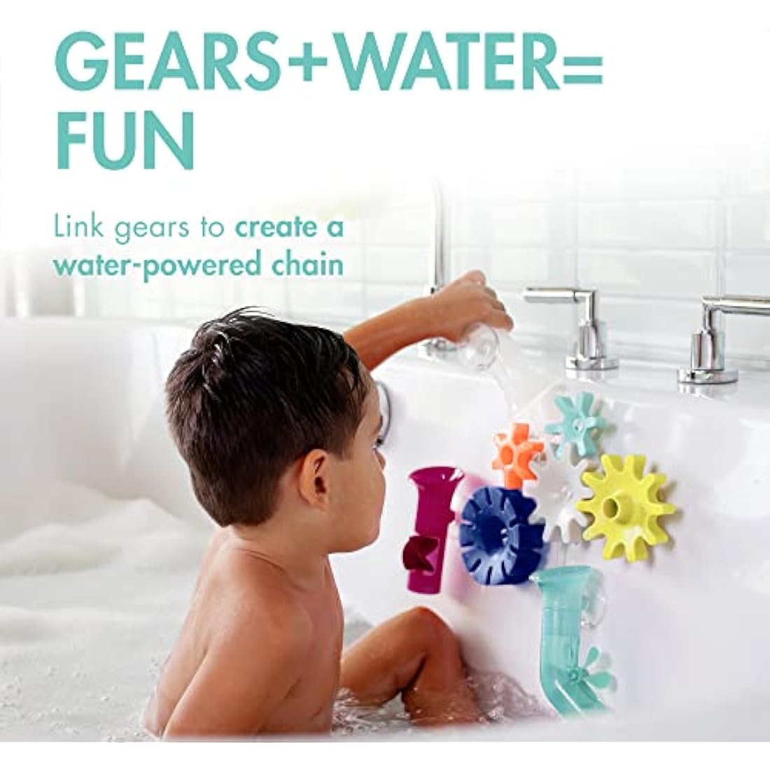 Boon B11375 COGS Building Set (5pcs), Baby Bath, Suction Gears Bathtub Toy, Kids Water Play, Suitable for Boys and Girls Aged 12 Months and Older