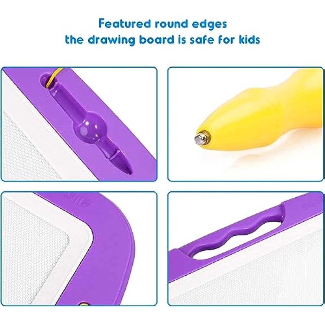 SGILE Large Magnetic Drawing Board - 4 Colors 42×33cm Doodle Pad with 4 Stamps for Toddlers, Learning Toy Gift Magnet Doodle Board Etch Sketch Toys for 36+ Month Kids Girls Boys, Purple