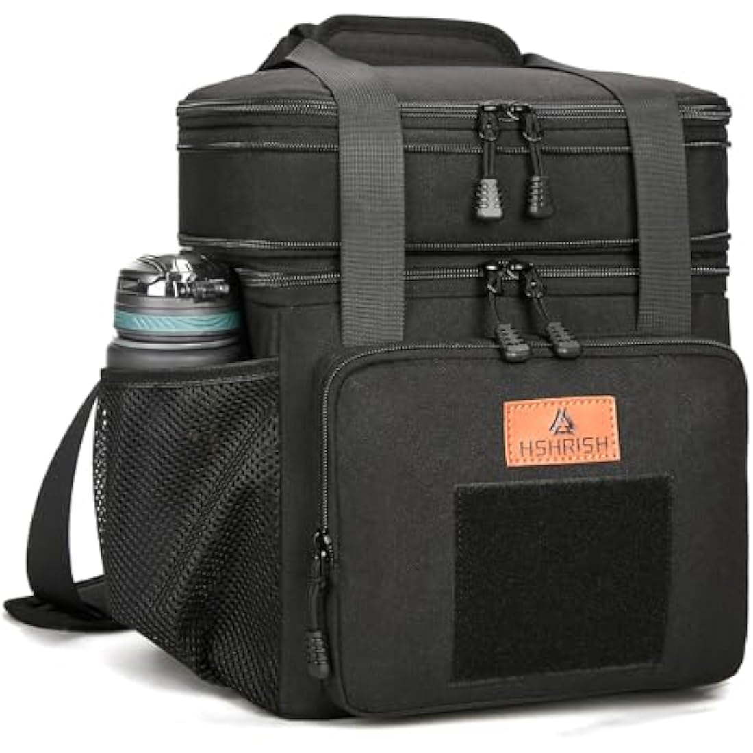 HSHRISH Large Insulated Lunch Bag for Man, Double Layer Insulated Large Cooler Bag for Men Adults Waterproof Leakproof Durable Lunch Bag for Work Outdoor Picnic Camping Day Trips 22L, Black