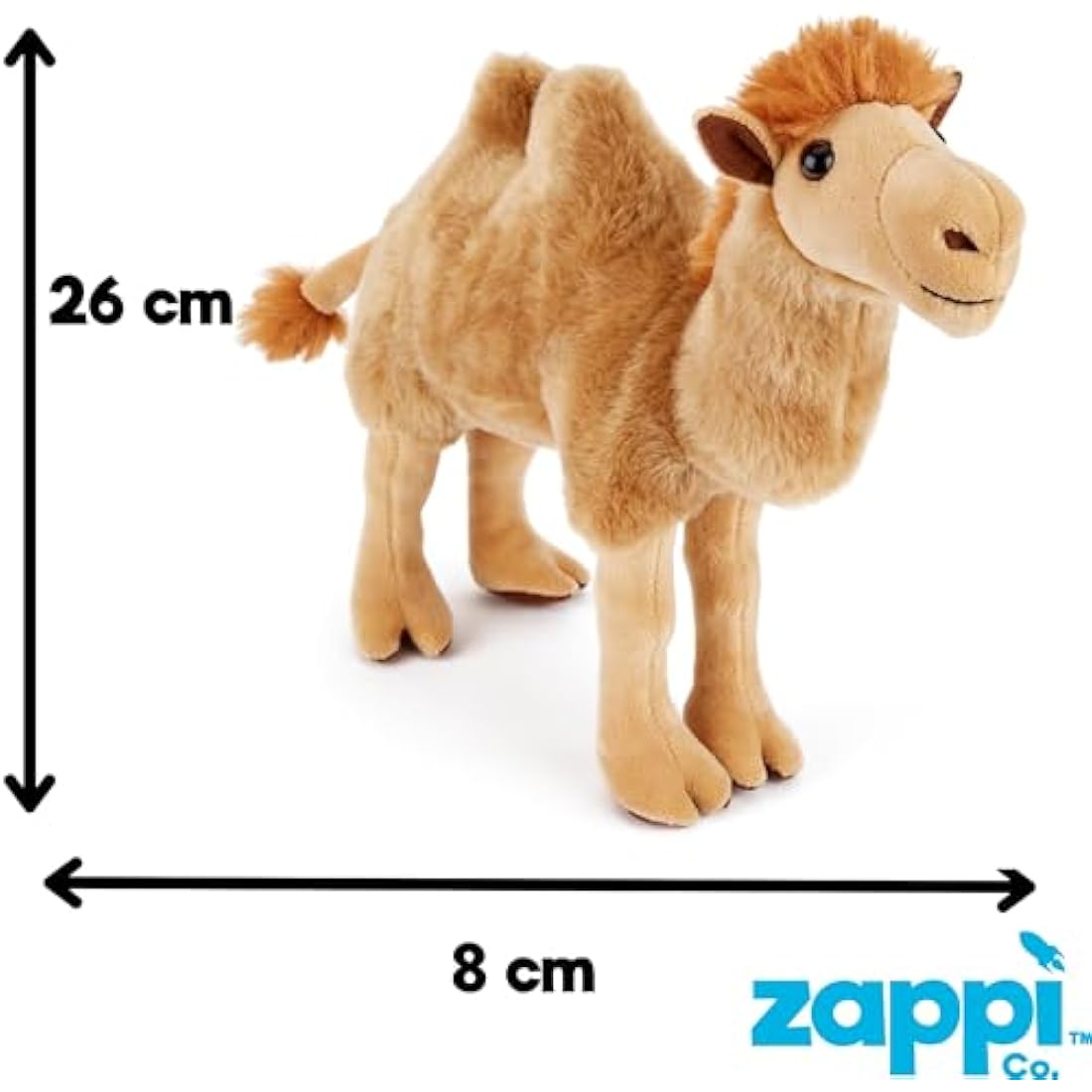 Zappi Co Plush Children's Stuffed Soft Cuddly Plush Toy-Part of Safari Animals Collection, Perfect for Kids (26cm Height)(Bactrian Camel)