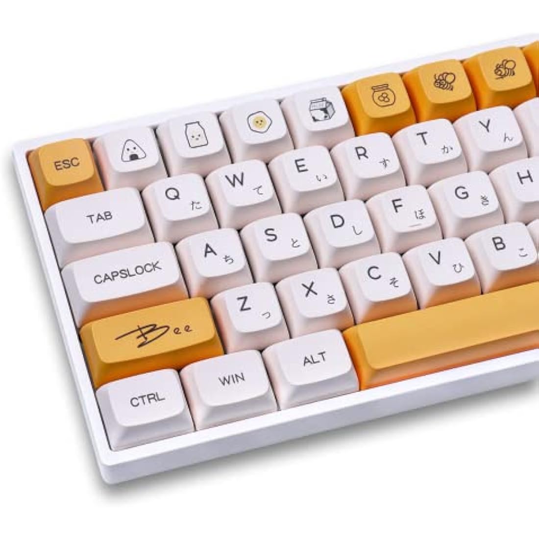 PBT Keycaps 137 Keys XDA Profile DYE-SUB Personalized White Yellow Honey Milk Japanese Keycap Suitable for Mechanical Gaming Keyboard (Japanese)