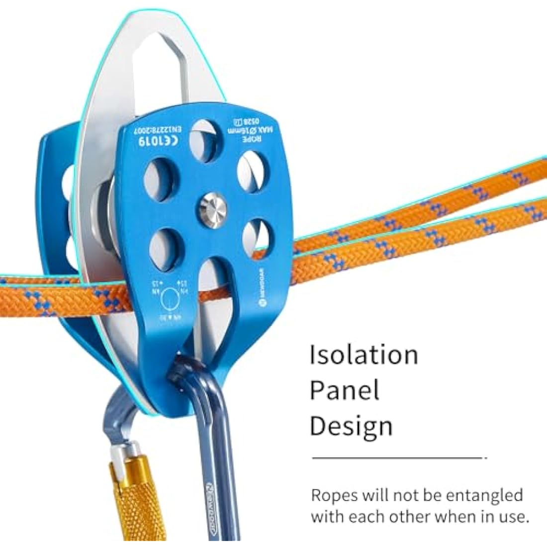 NewDoar 30KN Single/Double Pulley CE Certified Large Rescue Pulley for Diameter Max 16mm Rope Single/Double Sheave with Swing Plate for Rescue Hauling Arborist Tree Climbing
