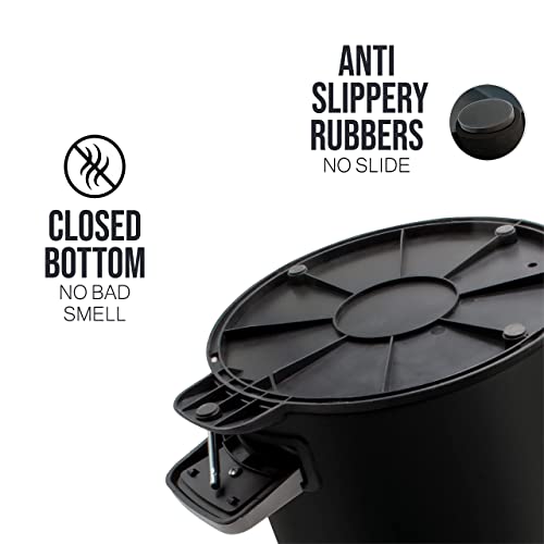 Kazai. 3L Designer Bathroom Bin | Superior Bamboo | Soft Closing | Anti-Finger | Black