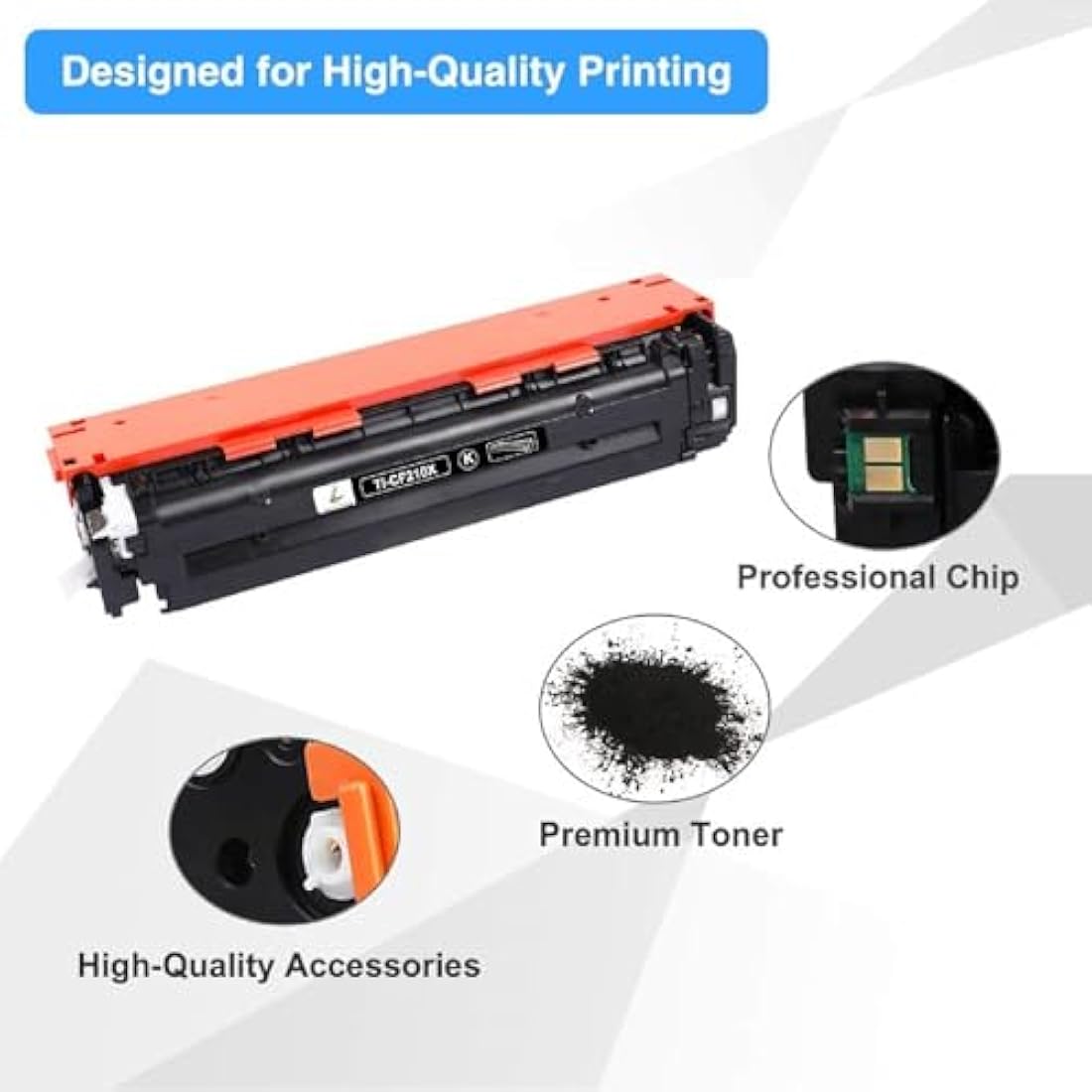 TRUE IMAGE Compatible Toner Cartridge Replacement for HP 131X CF210X 131A CF210A 128A CE320A 125A Laserjet Pro 200 Color MFP M276n M276nw M251nw M251n (Black Cyan Yellow Magenta, 4-Pack)