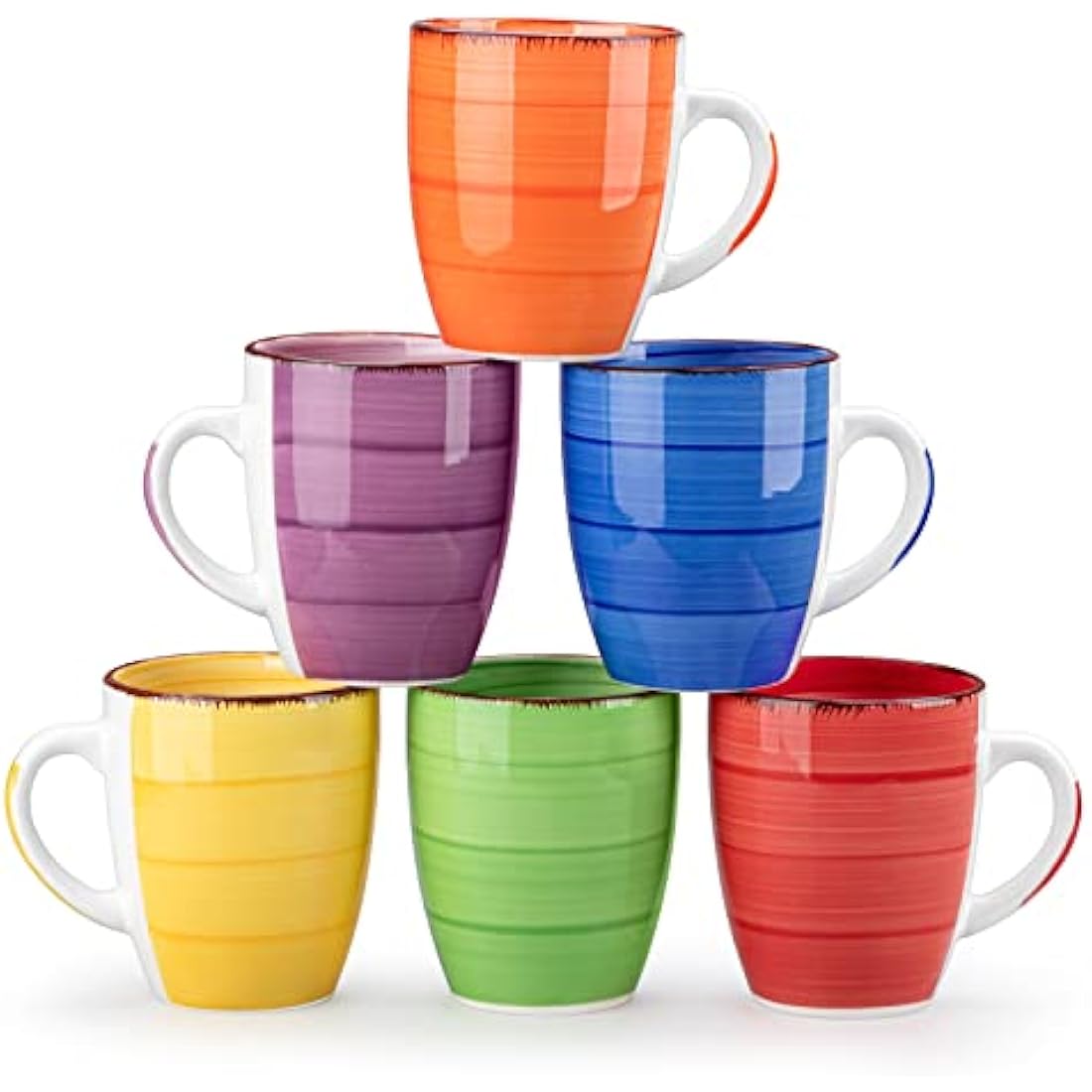 vancasso Bonita Mugs Set of 6, 360ml Stoneware Coffee Cup and Mug, Microwave & Dishwasher Safe Tea Cups, Large Mugs for Hot Drinks, Warm Color