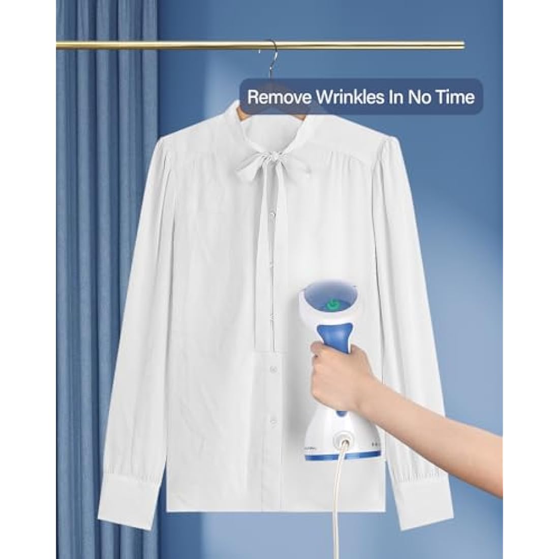 BEAUTURAL Clothes Steamer, Portable Handheld Garment Fabric Wrinkles Remover, 30-Second Fast Heat-up, Auto-Off, Large Detachable Water Tank, Dark Blue