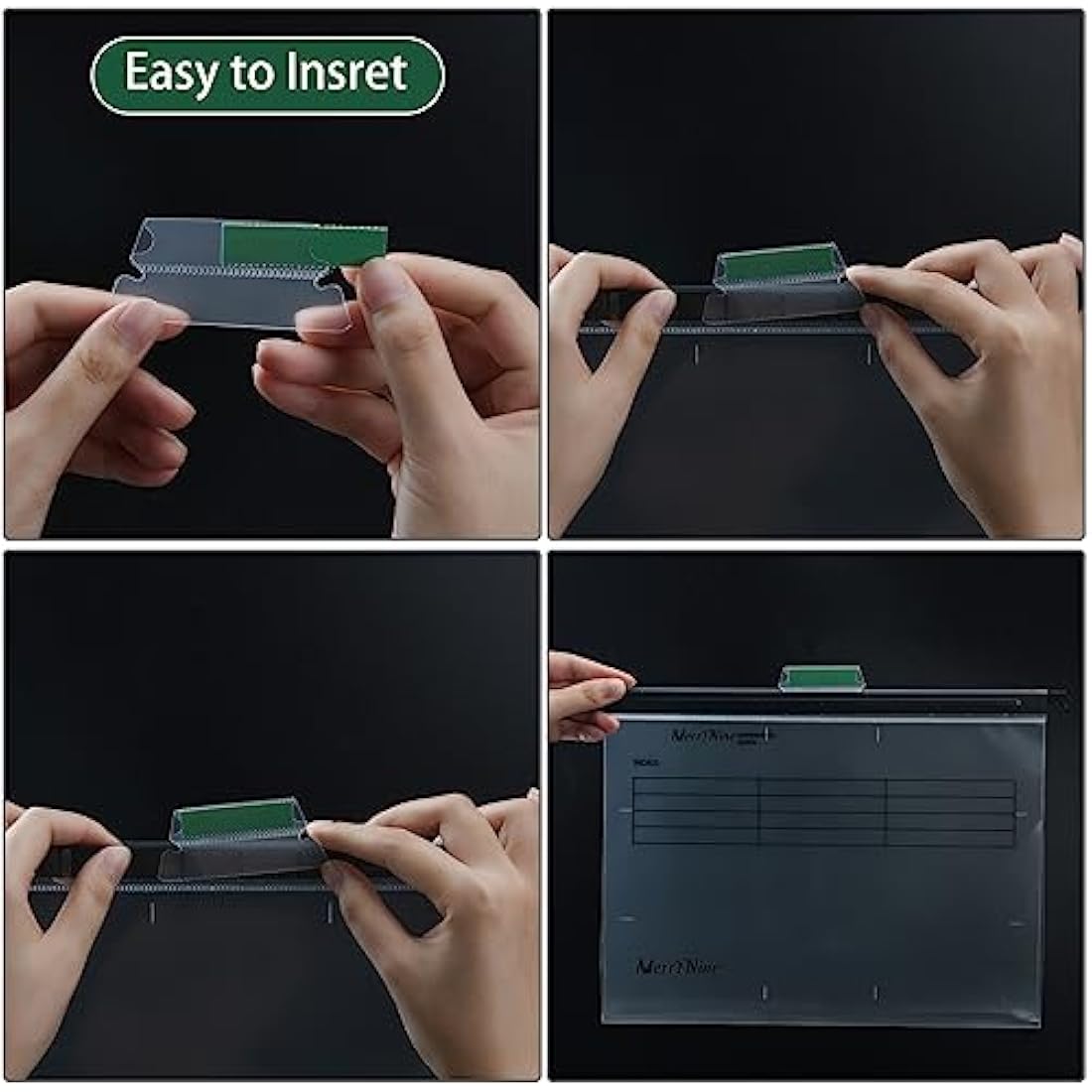 Suspension Files, MerryNine 15PCS Polypropylene Filing Cabinet Suspension Files with Tabs and Card Inserts for School Home Work Office Organization **Check Size Before Ordering ** (Transparent, A4)