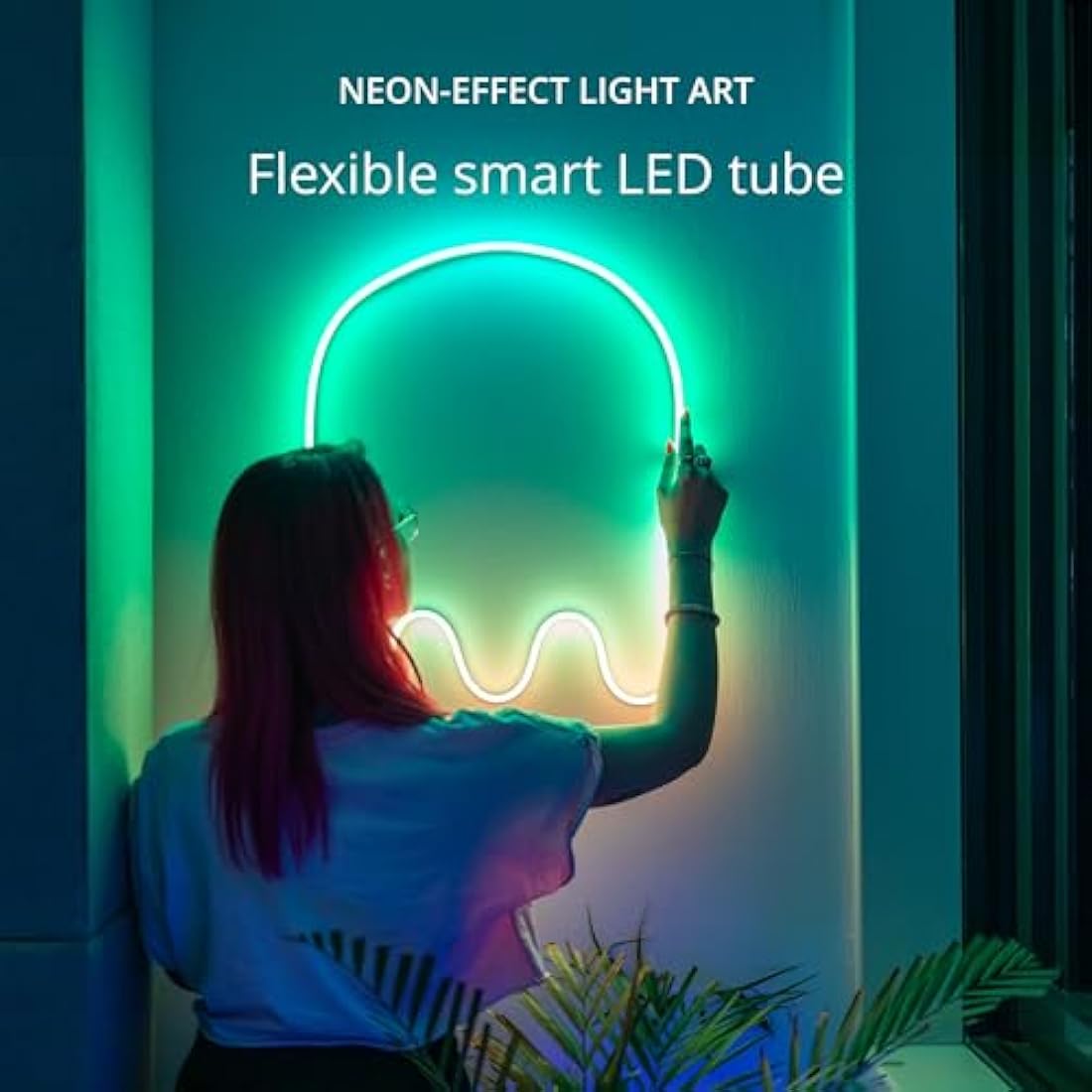 Twinkly Flex 3m, LED Tube Multicolor, RGB LED Strip Flexible, Compatible with Alexa and Google Home, Gaming Lights, 16 M+ Colors, USB C Power, App Control, White Wire
