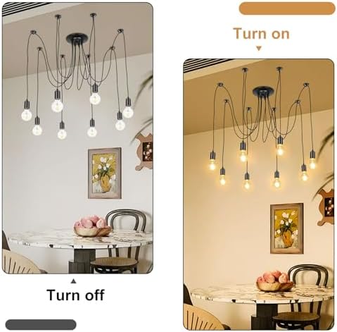 Lightess 8 Arm Spider Pendant Light - Multiple E27 Bulb Sockets, DIY Hanging Chandelier for Living Room, Bedroom, Cafe, Hall