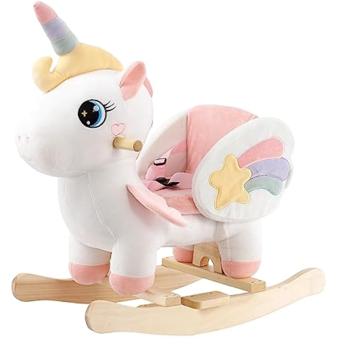 FUNLIO Unicorn Baby Rocking Horse, Rainbow Fairy Unicorn Rocking Horse for Toddlers 6 Months to 3 Years, Stuffed Ride-on Animal Rocker, Easy to Assemble, CE & CPC Certified