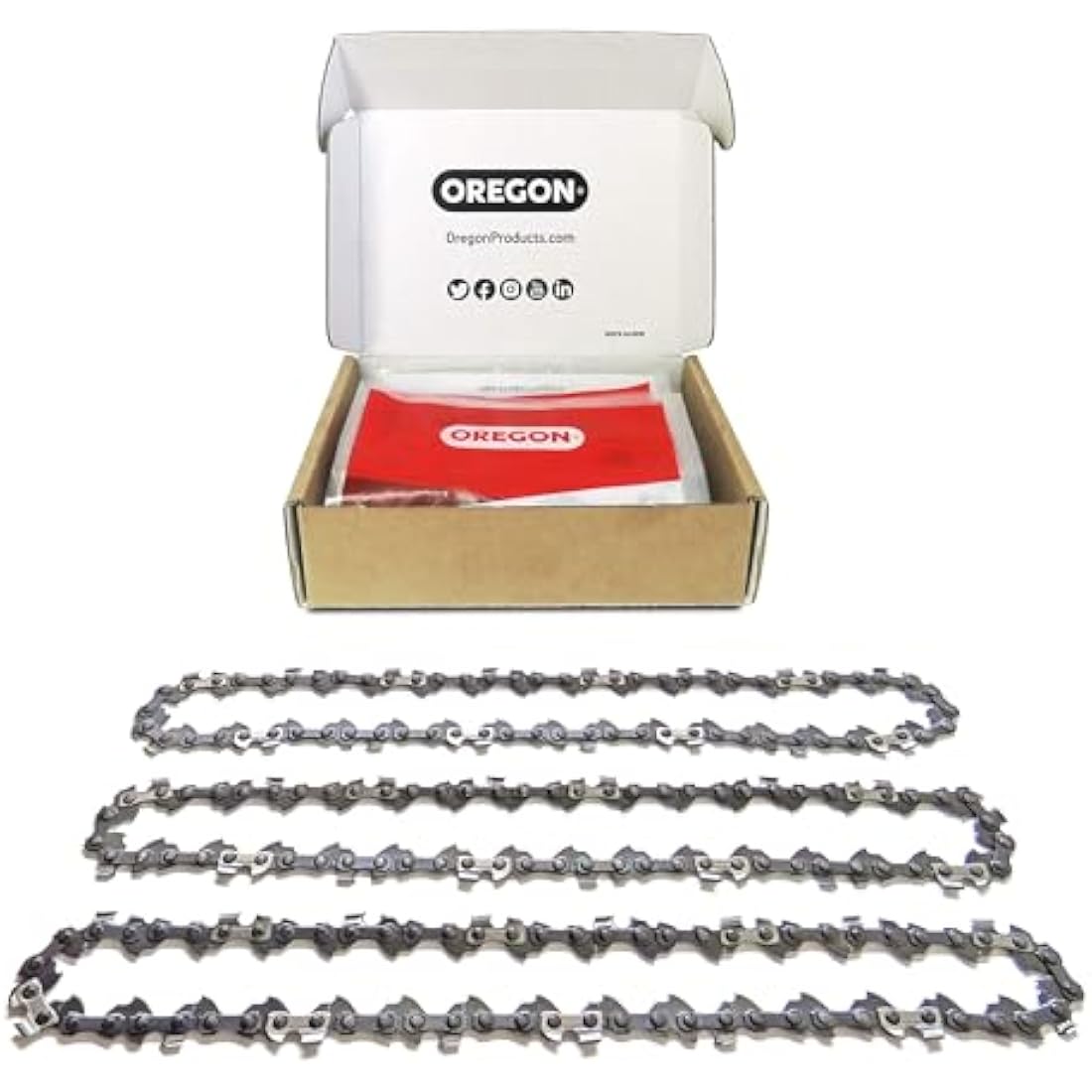 Oregon 3-Pack Chainsaw Chain 3/8" LP Pitch, .050" (1.3 mm) Gauge for 16" (40cm) Bar, 57 Drive Links – Low-kickback Chainsaw Chain, Fits Titan, Ryobi, Hawksmoor, Ferrex and more