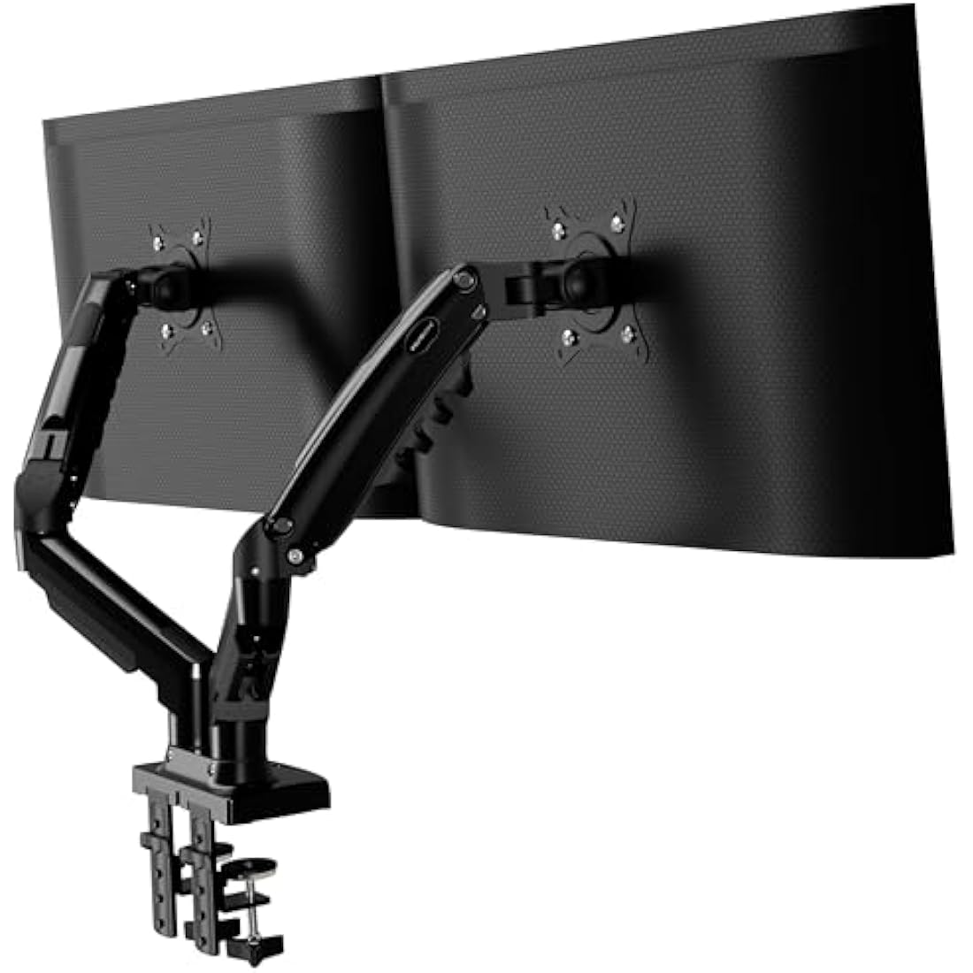Invision Dual Monitor Arm Desk Mount for 19 to 32 Inch Screens - VESA 75 & 100mm Desk Clamp Stand - Tool Free Height Adjustment with Tilt Swivel Rotate - Increased Load Capacity from 2-9kg (MX400)