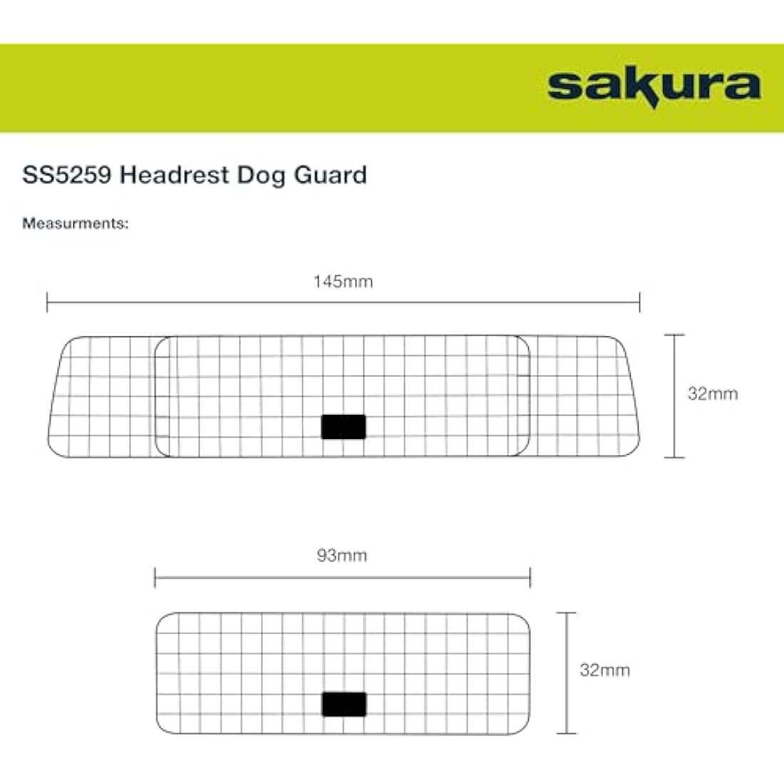 Sakura Headrest Dog Guard For Cars SS5259 - Easy Fit For Most Vehicles Hatchbacks SUVs Estates MPVs – Width Adjustable No Tools Needed, Black from 106 x 33 x 6 cm