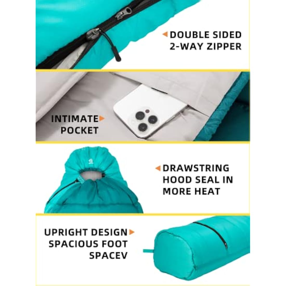 Bessport Sleeping Bag, 4 Seasons 0°C Sleeping Bag, Small Pack Size & Ultralight Outdoor Sleeping Bag, Mummy Sleeping Bag for Camping, Travel, Outdoor and Tent